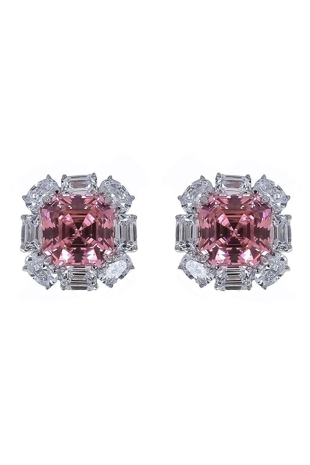 White Pink Flower Stud Earrings