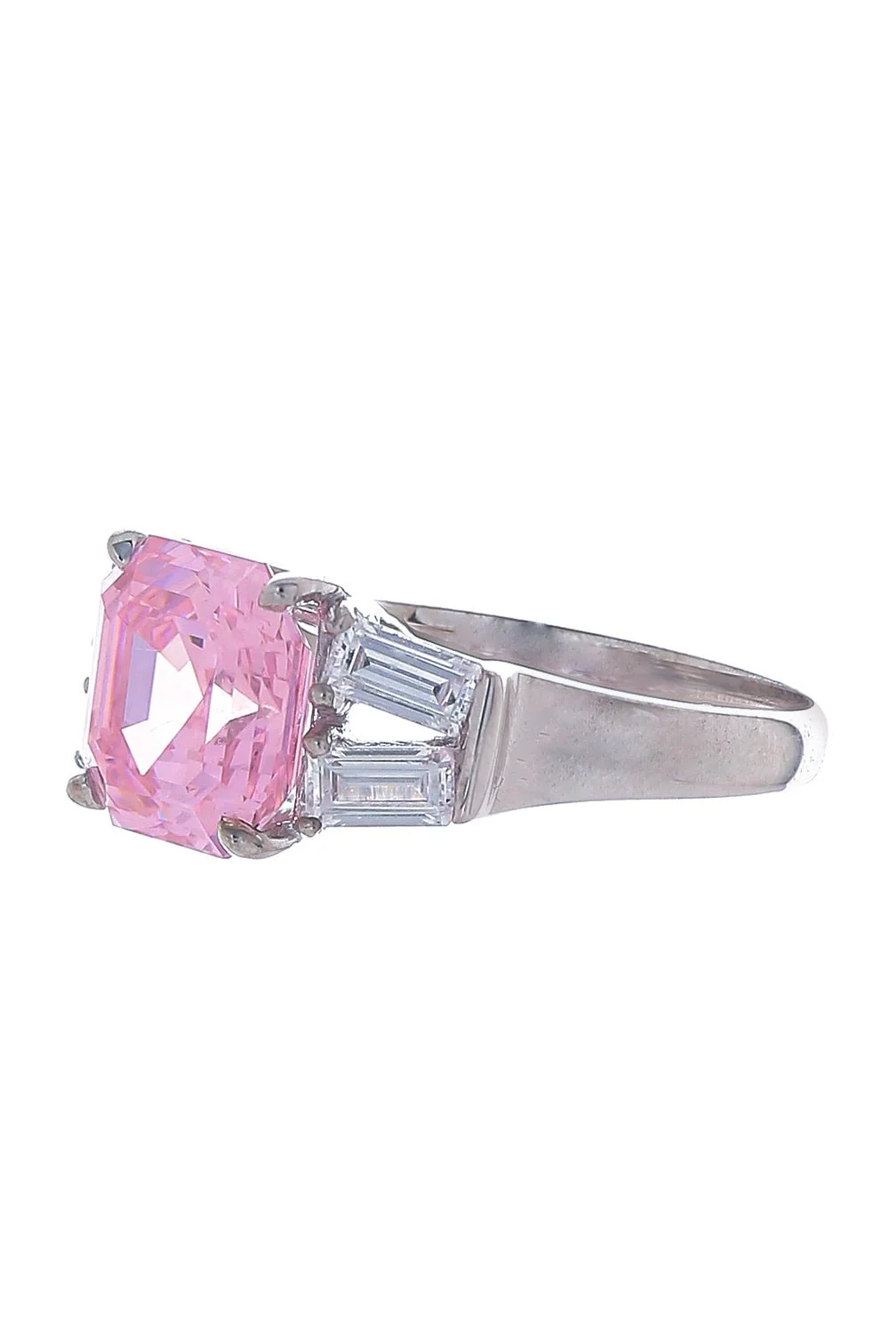 Pink Square Center Baguette Ring - Image 3