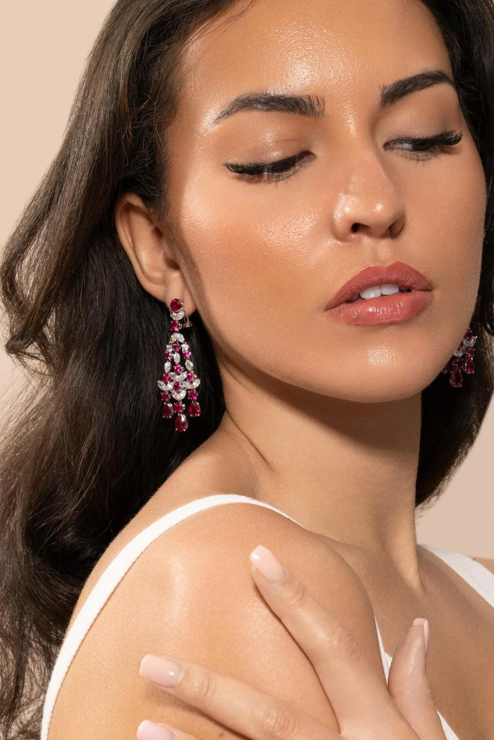 Red Chandelier Earrings - Image 2