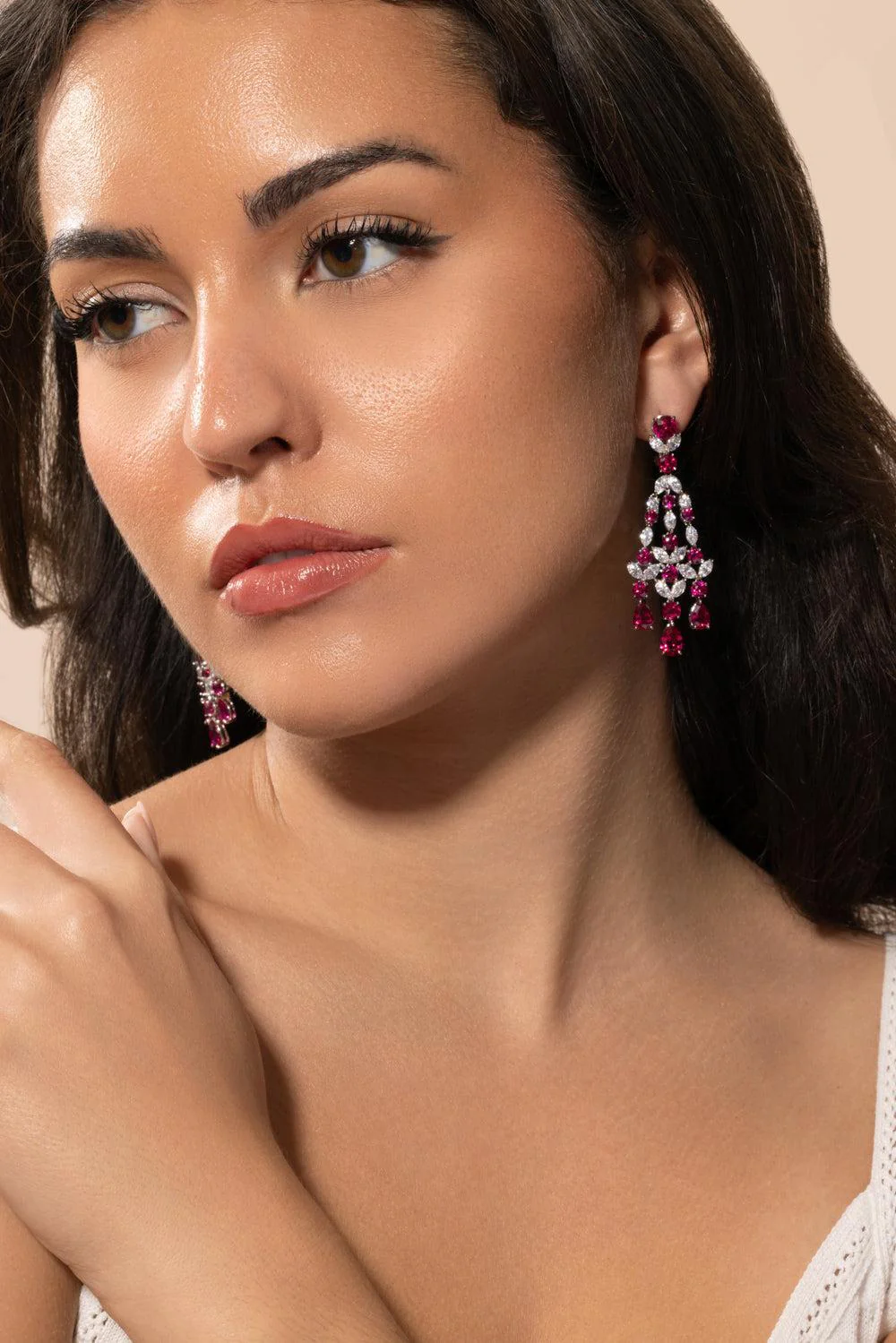 Red Chandelier Earrings - Image 3