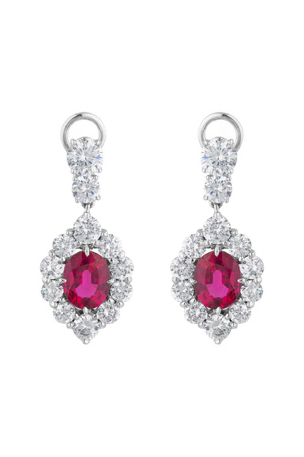 Red Drop Oval Earrings