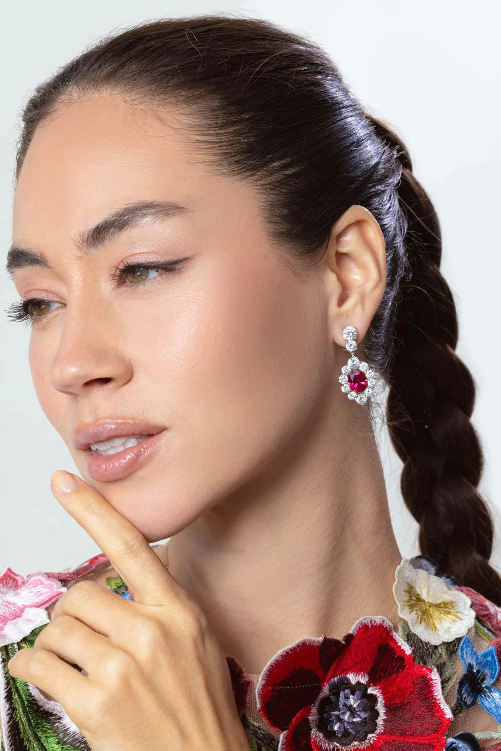 Red Drop Oval Earrings - Image 3