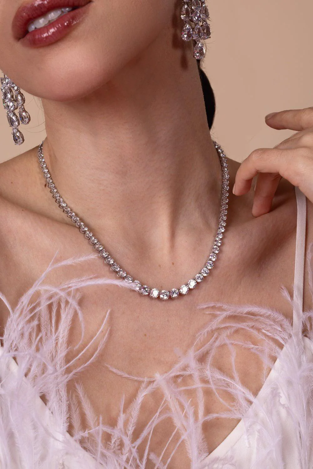 Round Cut Tennis Necklace - Image 4