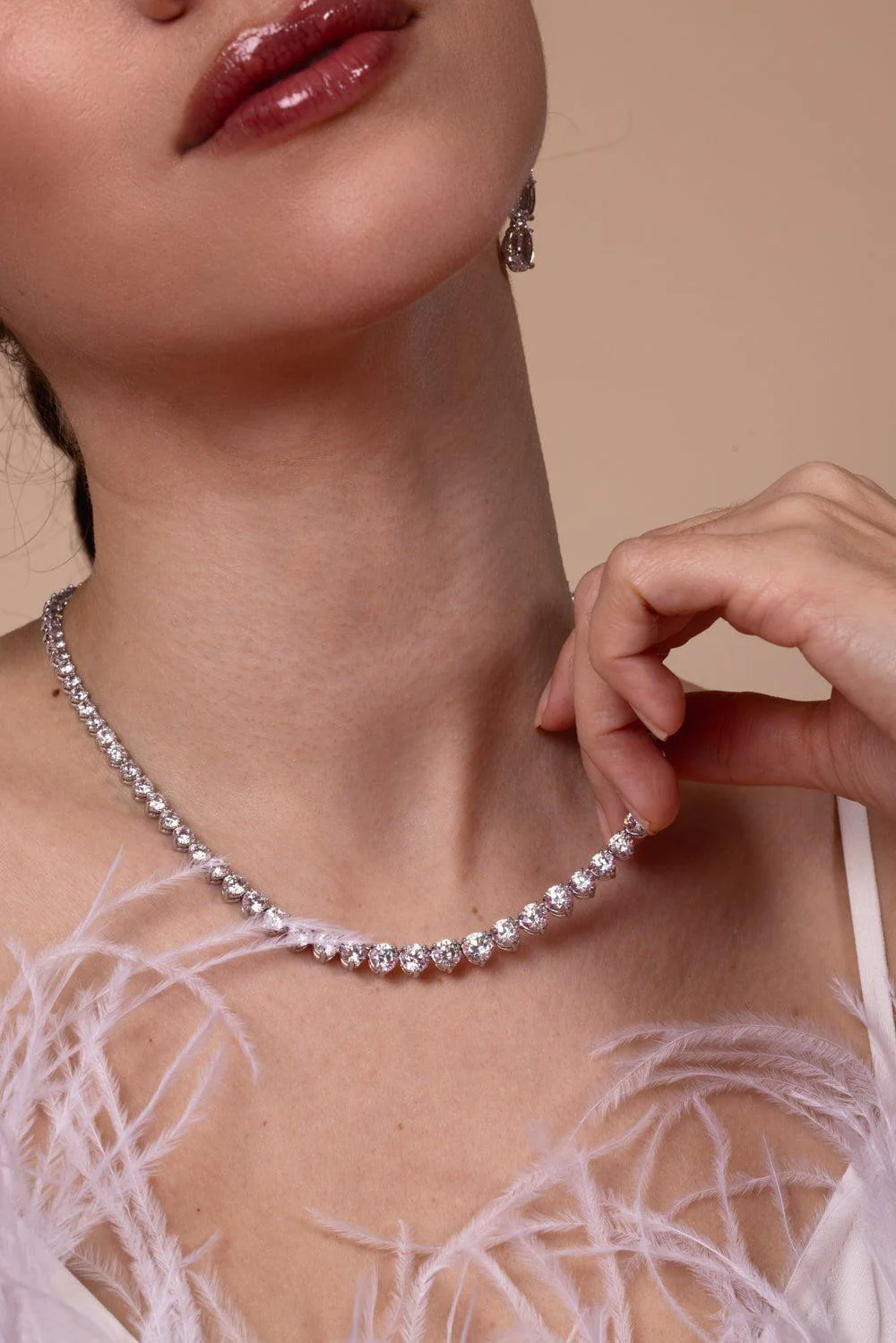 Round Cut Tennis Necklace - Image 6