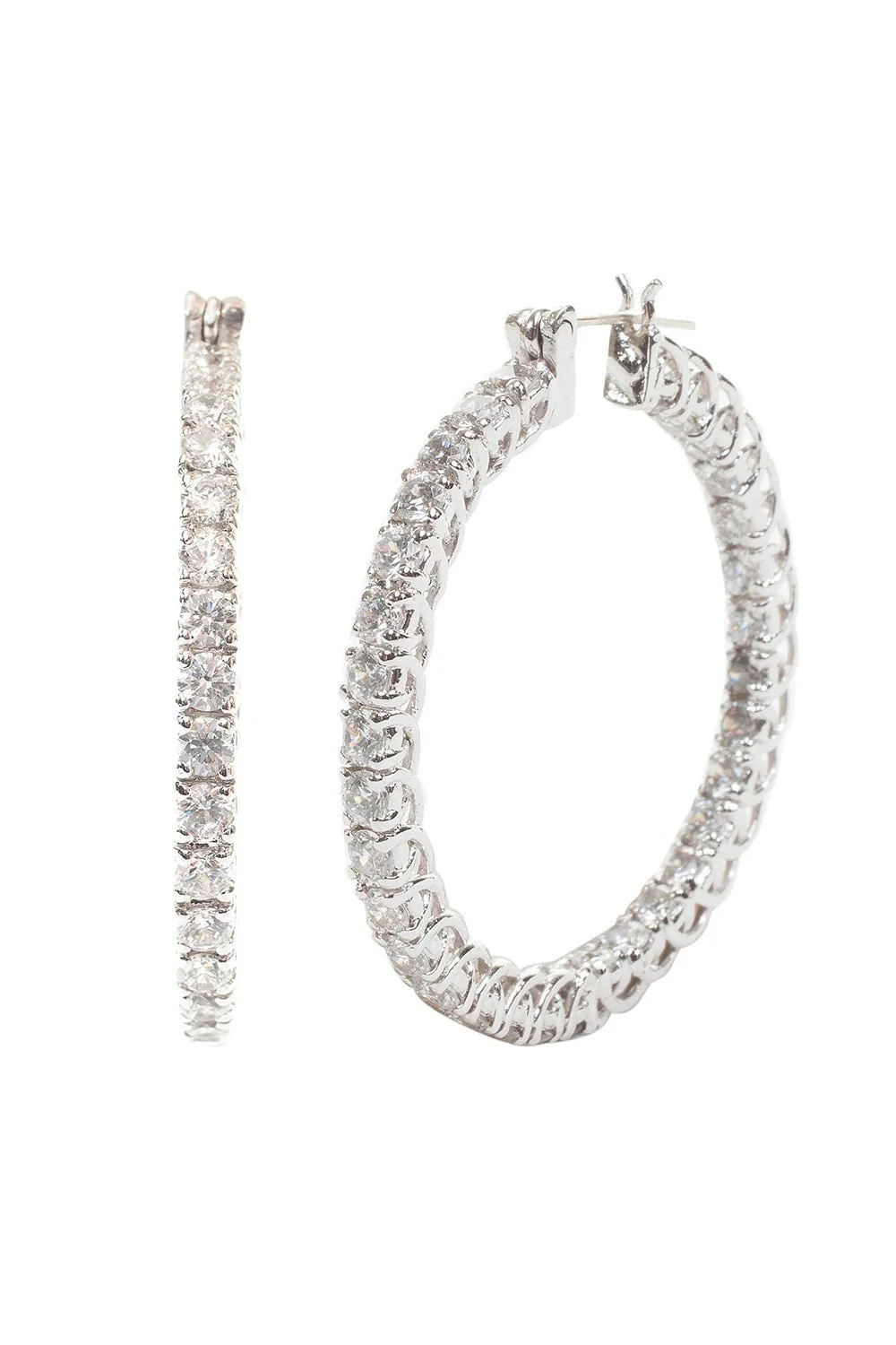 Round CZ Hoop Earring