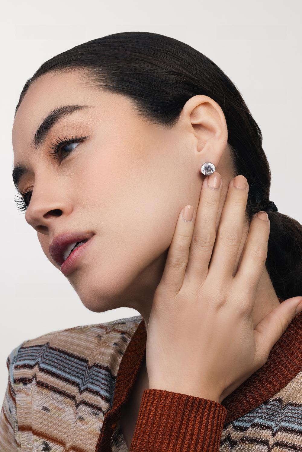 Round Cz Stud Earrings - Image 2