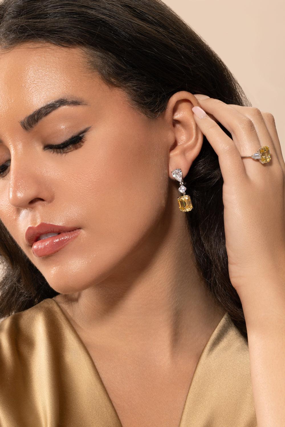Square Canary Cut Drop Earrings - Image 2