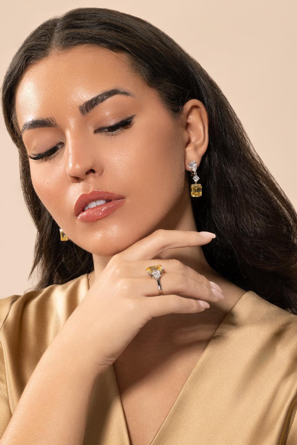 Square Canary Cut Drop Earrings - Image 3