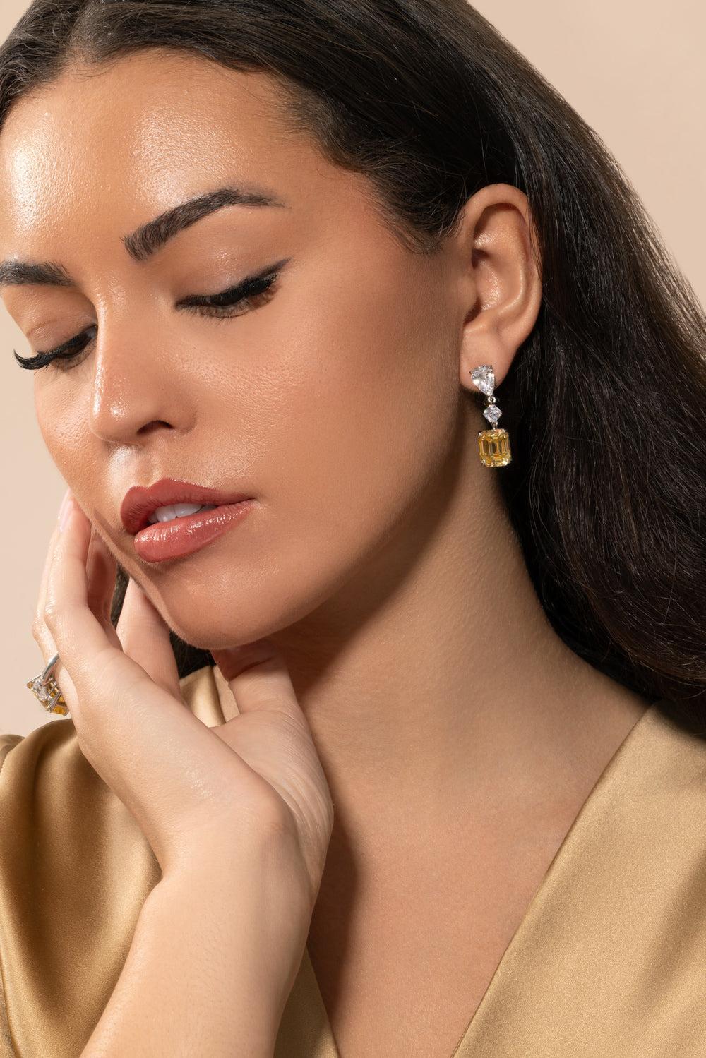 Square Canary Cut Drop Earrings - Image 4