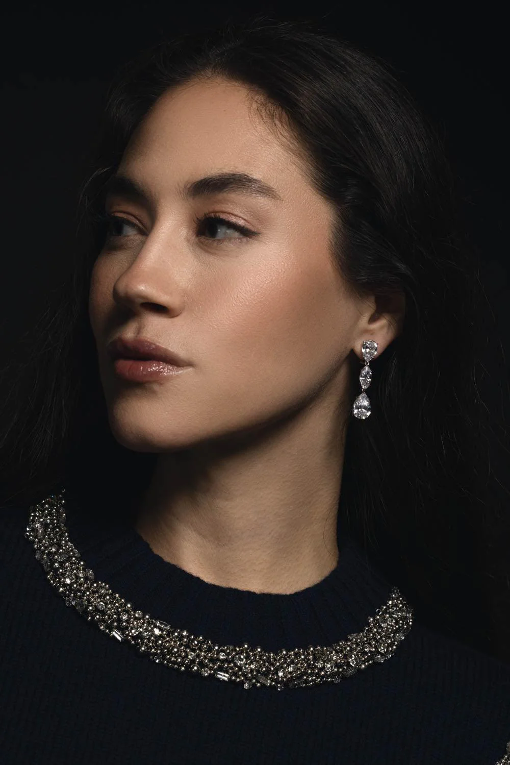 Three Drop Line Earrings - Image 2