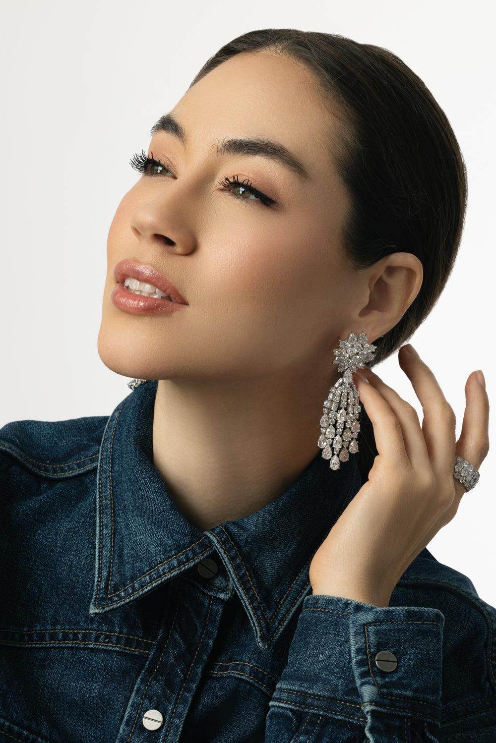 Cluster Waterfall Earrings - Image 2