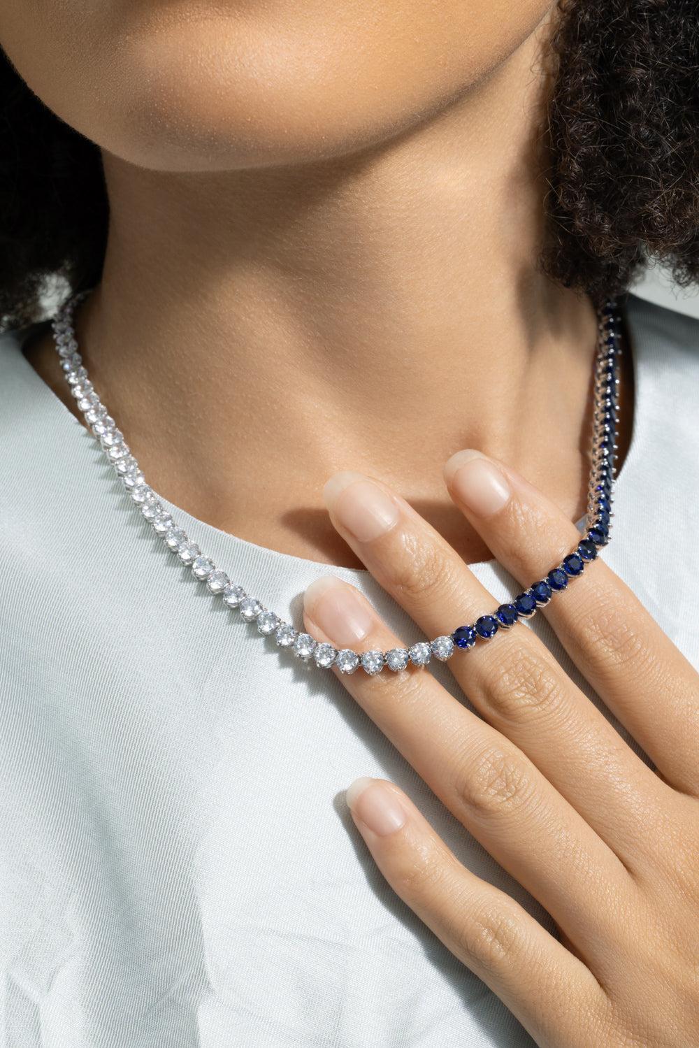 White Blue Tennis Necklace - Image 3