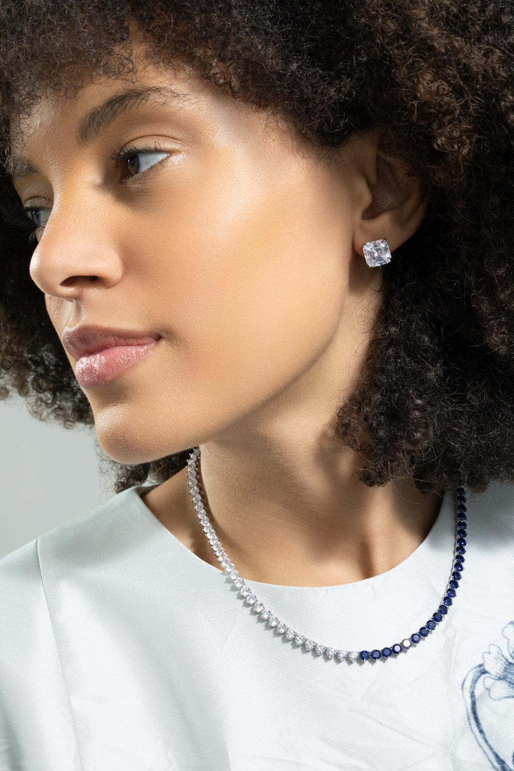White Clip Stud Earrings - Image 2