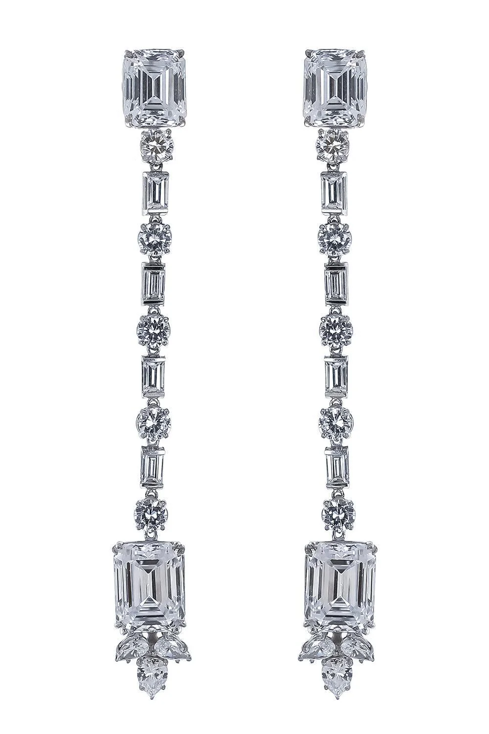 White Free Fall Drop Earrings