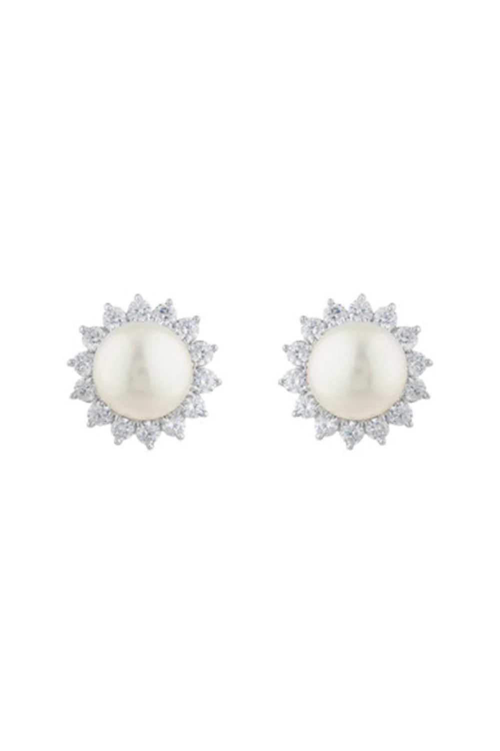 White Pearl Cz Earrings