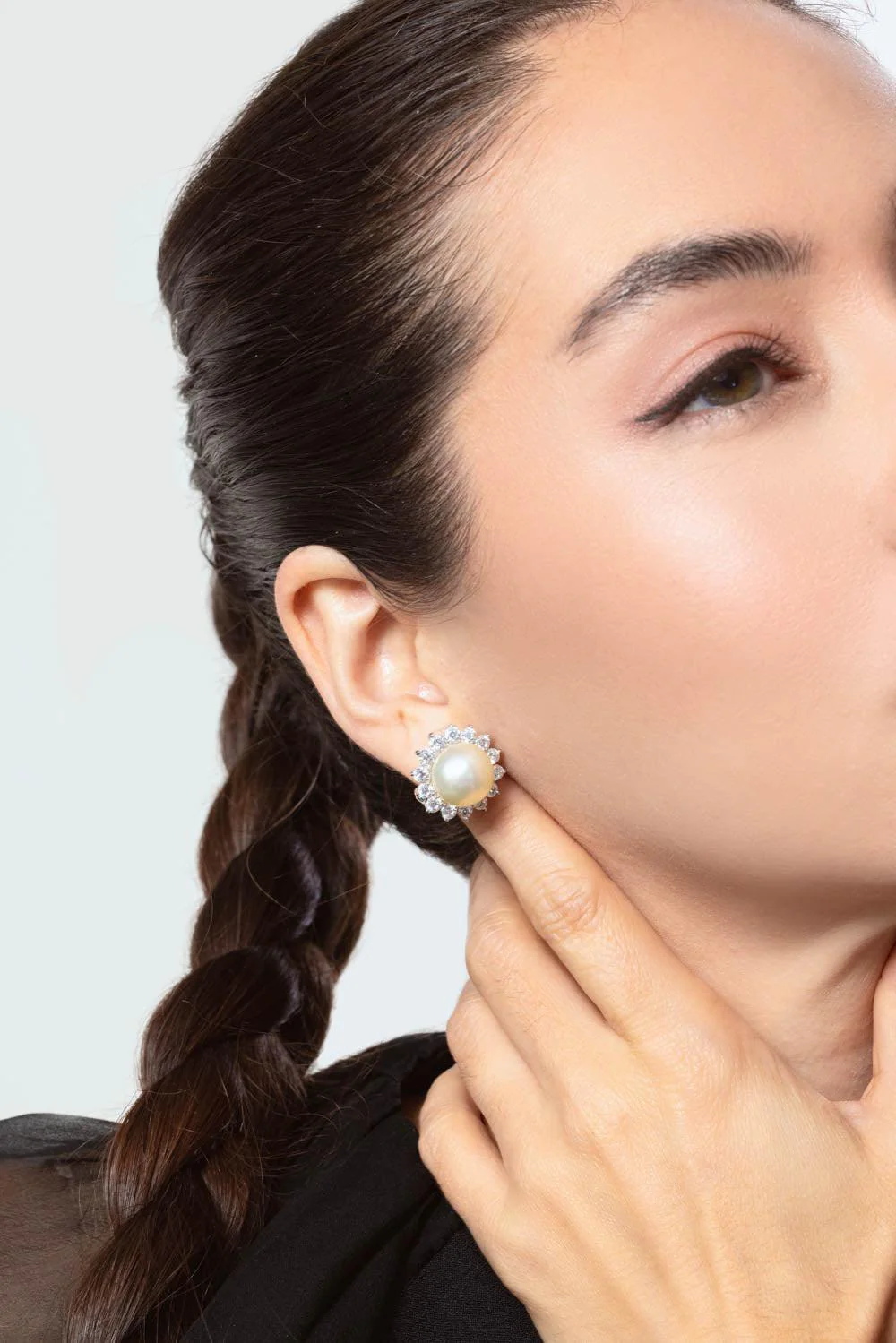 White Pearl Cz Earrings - Image 2