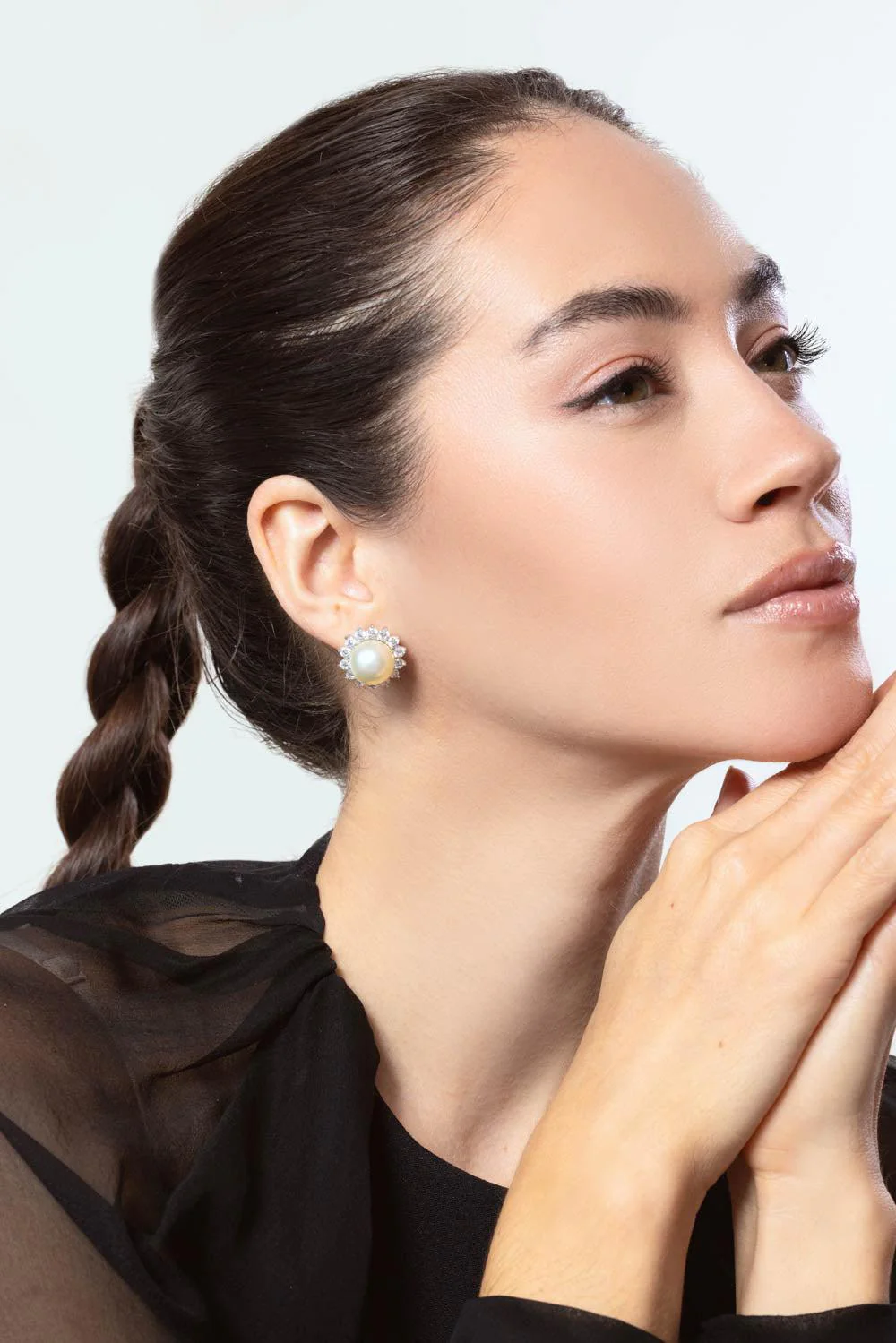 White Pearl Cz Earrings - Image 3