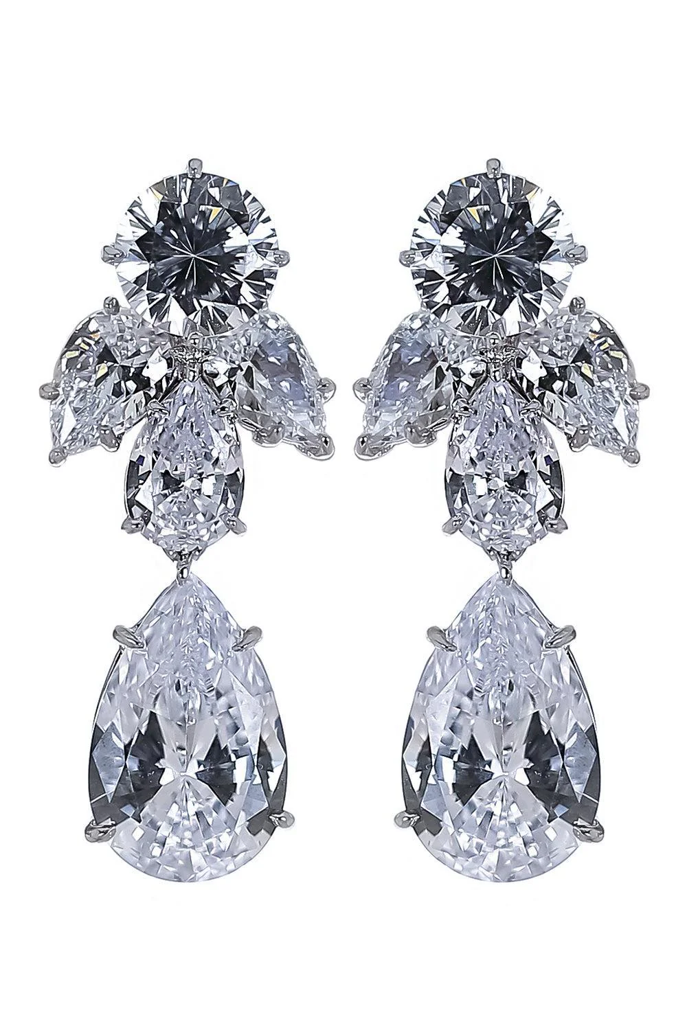 White Round Pear Drop Earrings