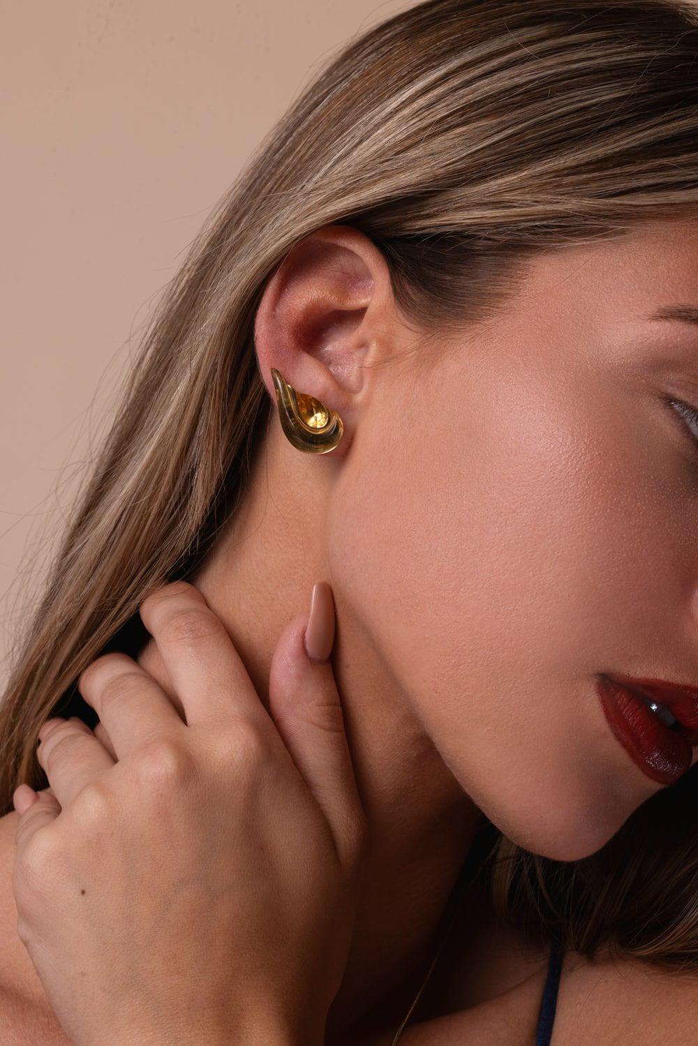 Citrine Gleam Stud Earrings - Image 2