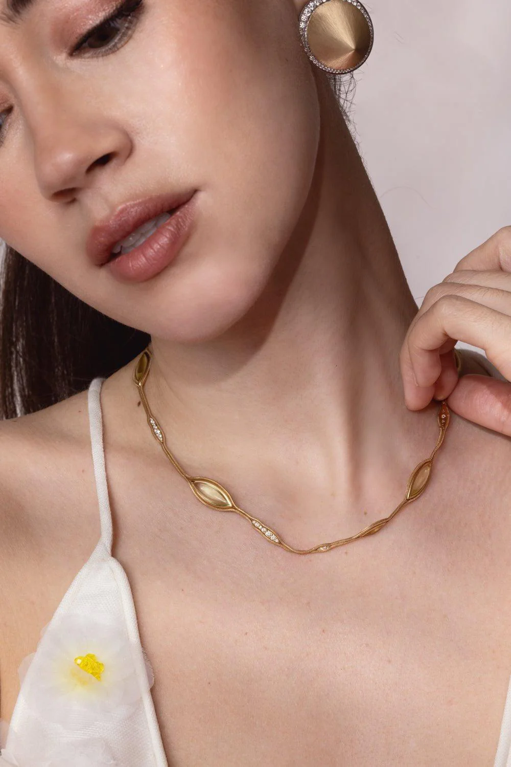Fluid Diamond Stone Necklace - Image 4