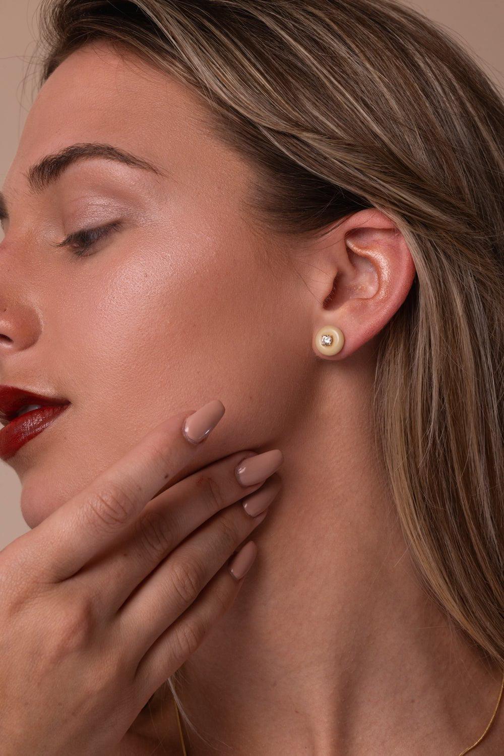 Large Tagua Seed Orbit Stud Earrings - Image 2