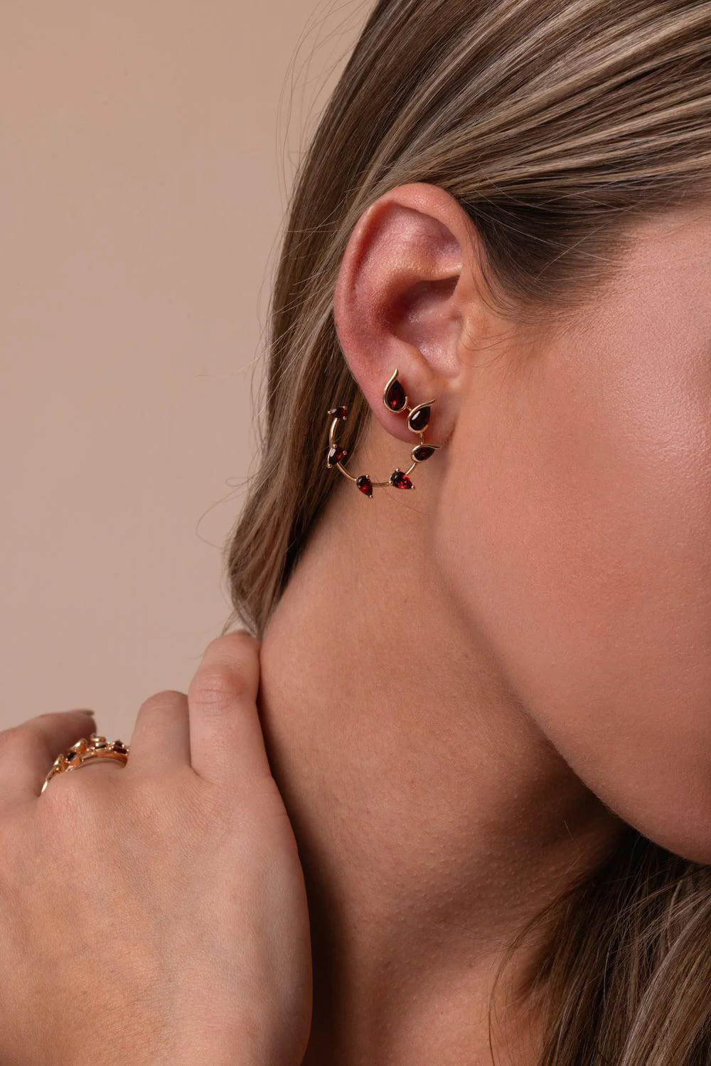 Small Garnet Flicker Earrings - Image 2