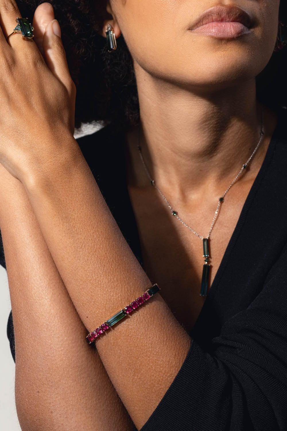 Bicolor Cushion Rubellite Bracelet - Image 4
