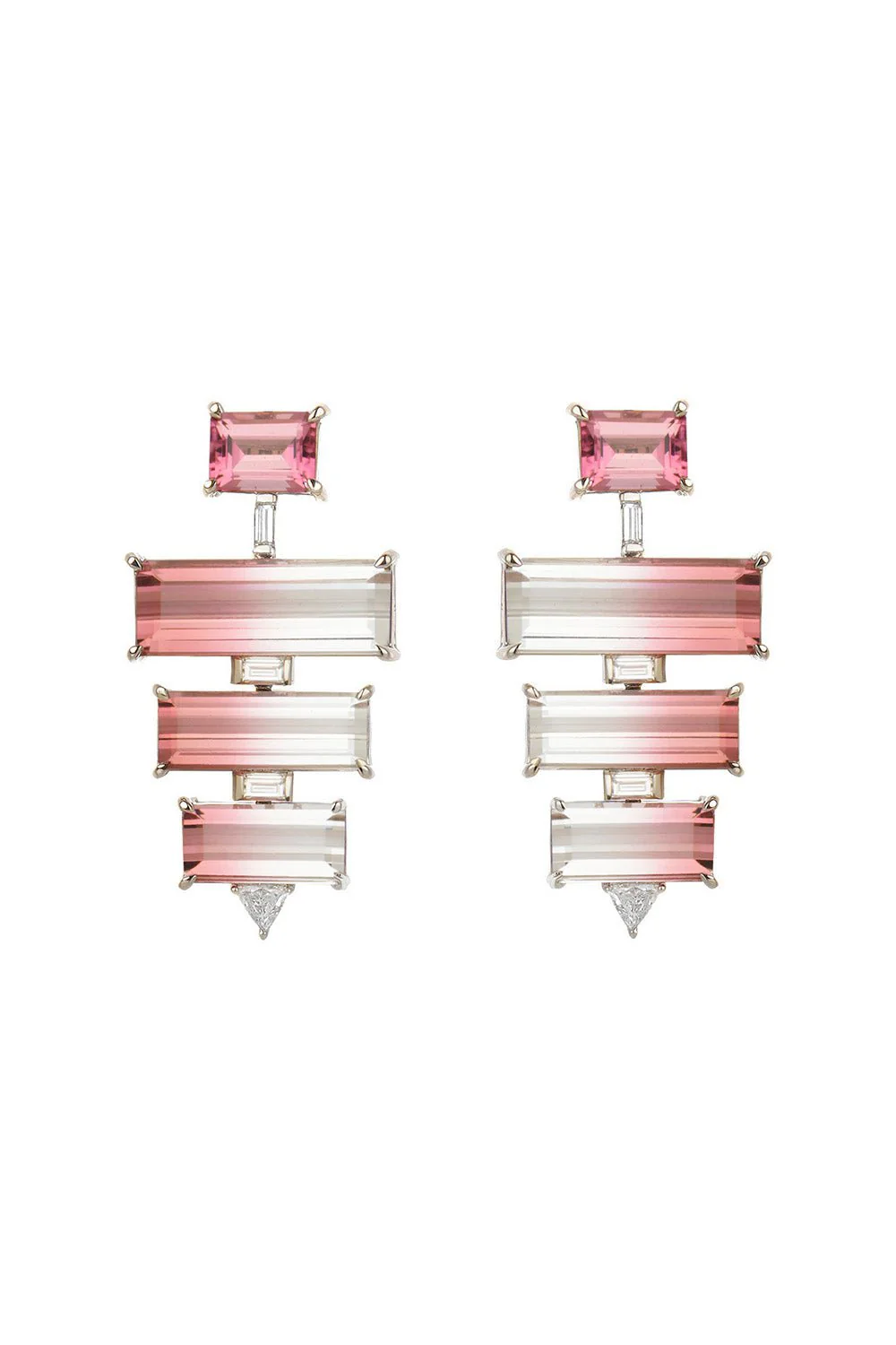 Bicolor Rubellite Diamond Earrings