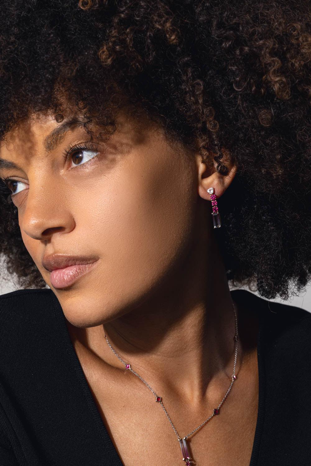 Bicolor Rubellite Drop Earrings - Image 3
