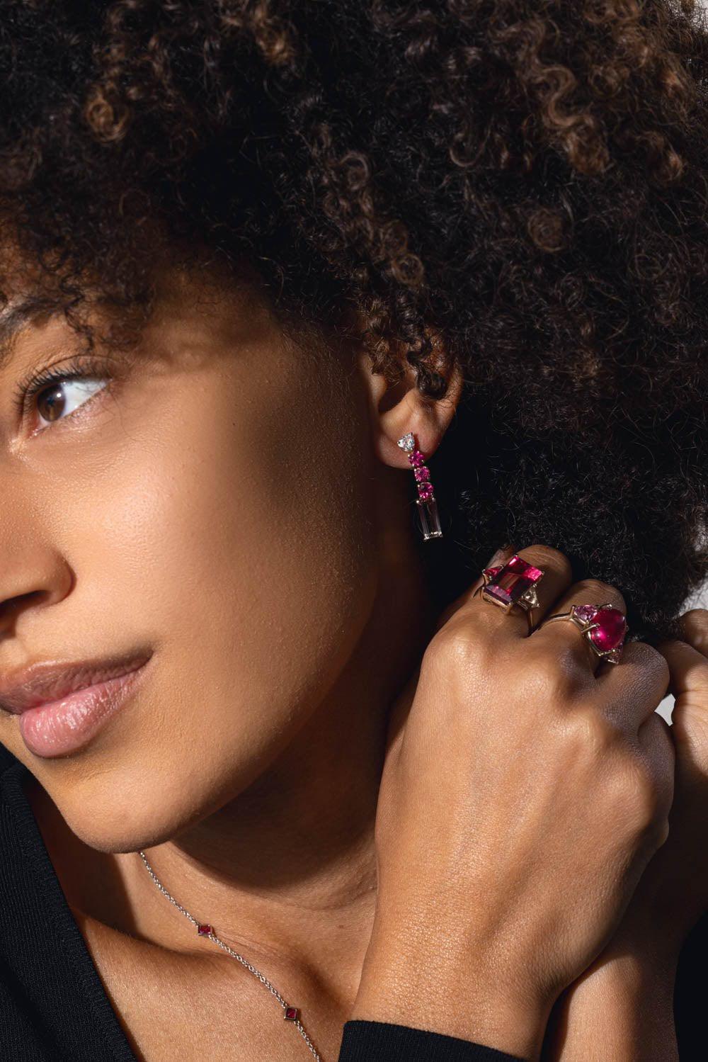 Bicolor Rubellite Drop Earrings - Image 4