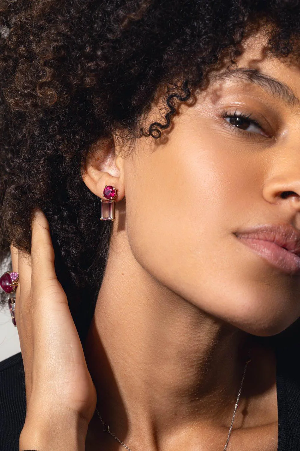 Bicolor Rubellite Mix Match Earrings - Image 2