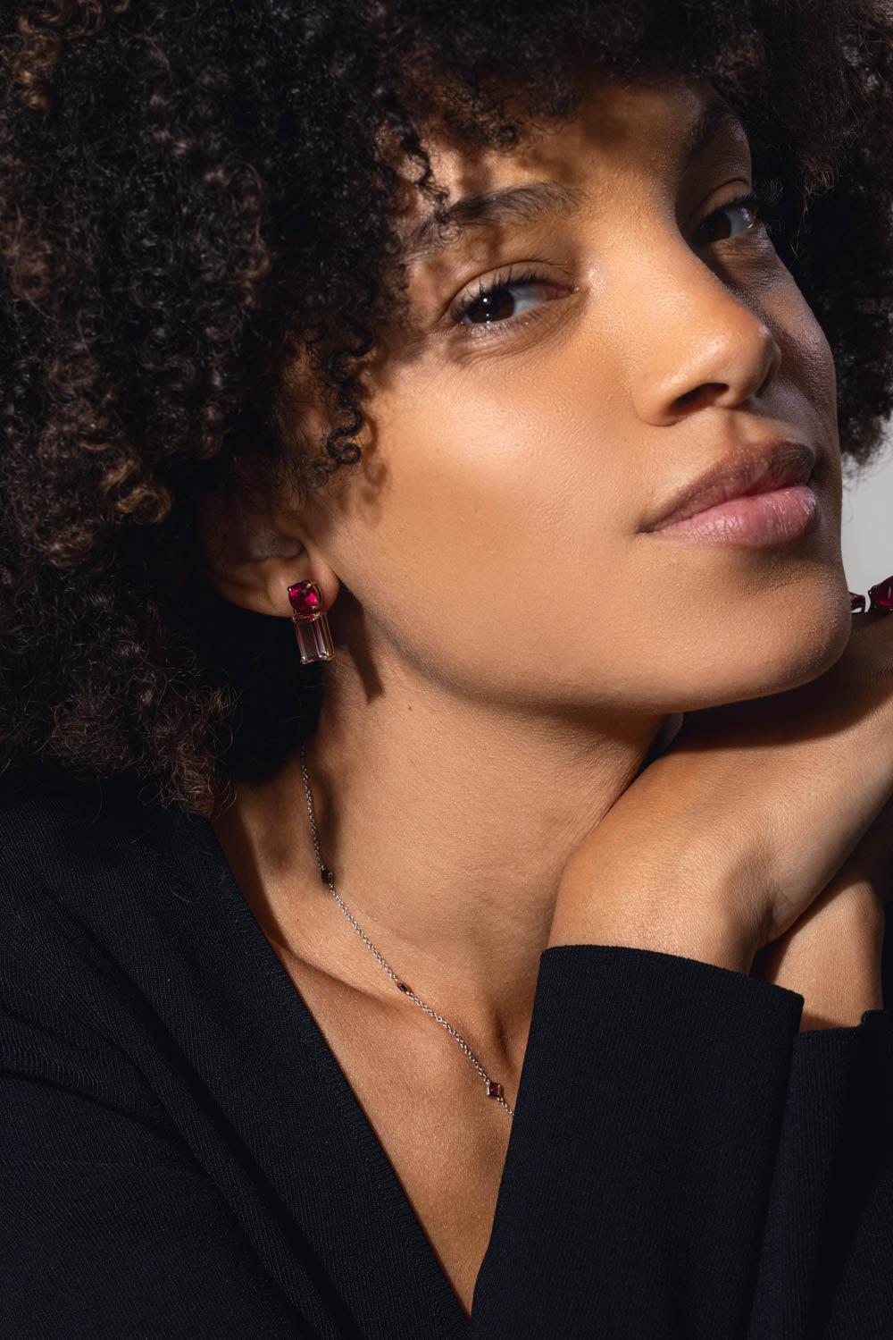 Bicolor Rubellite Mix Match Earrings - Image 3