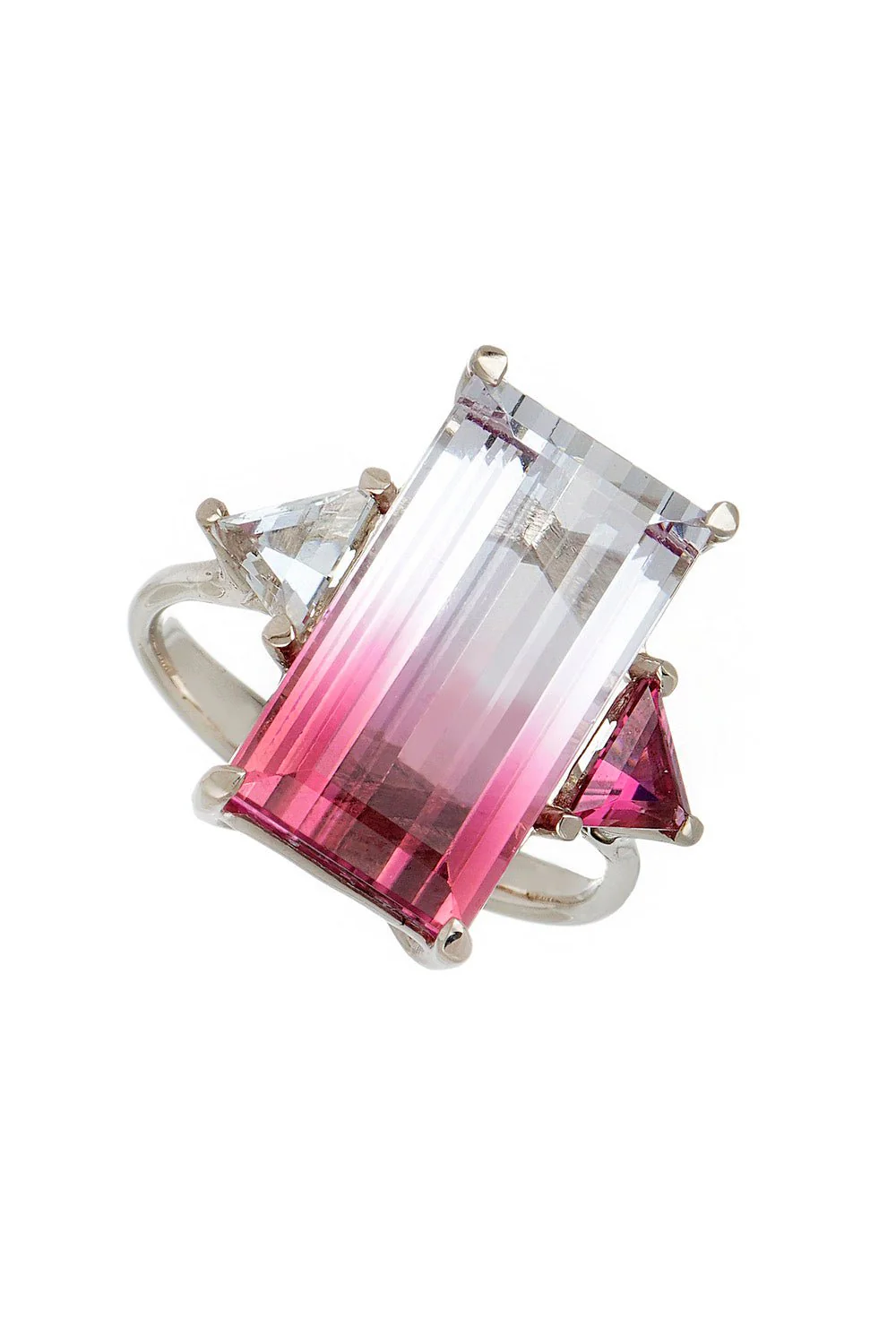Bicolor Trillion Rubellite Ring