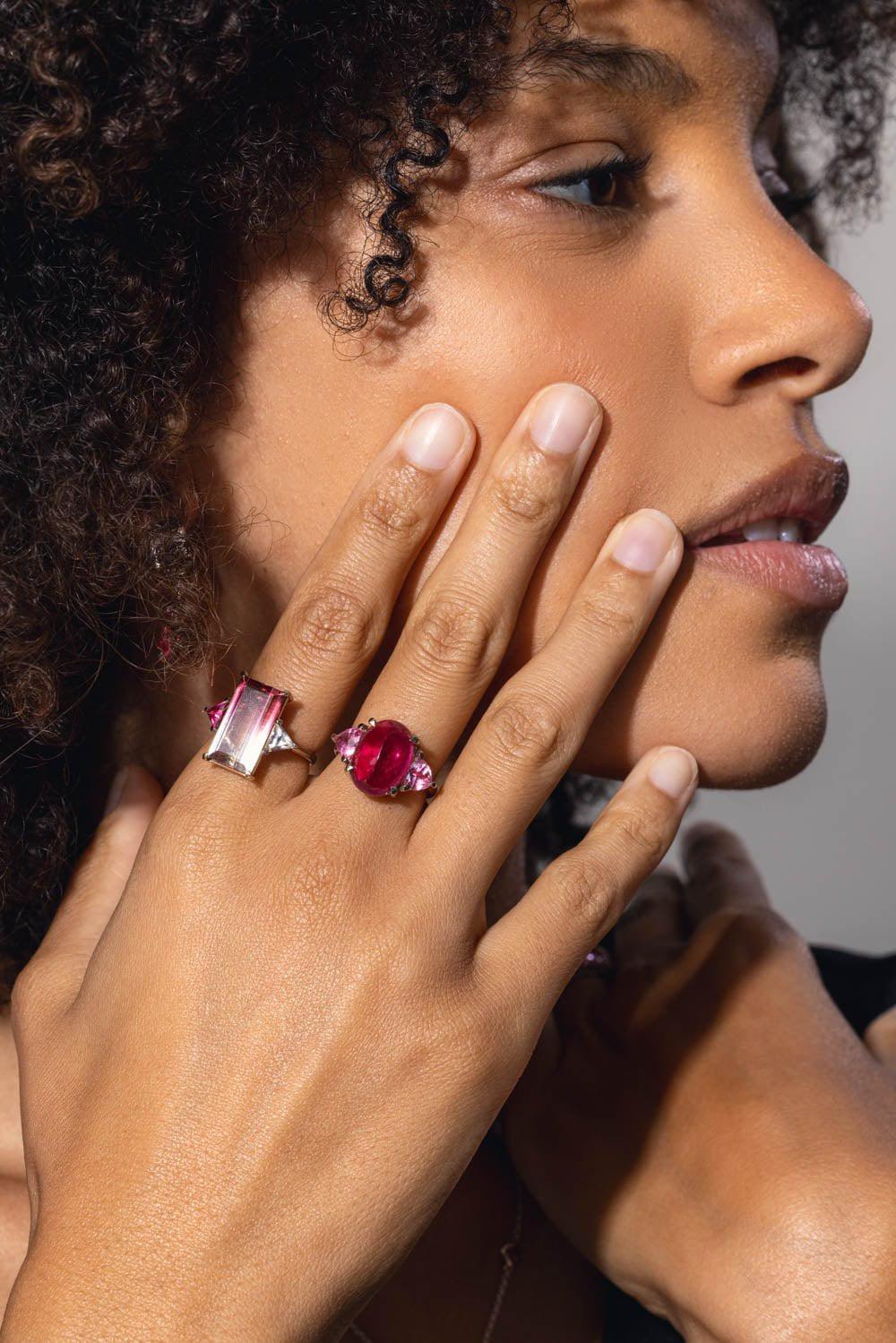 Bicolor Trillion Rubellite Ring - Image 2