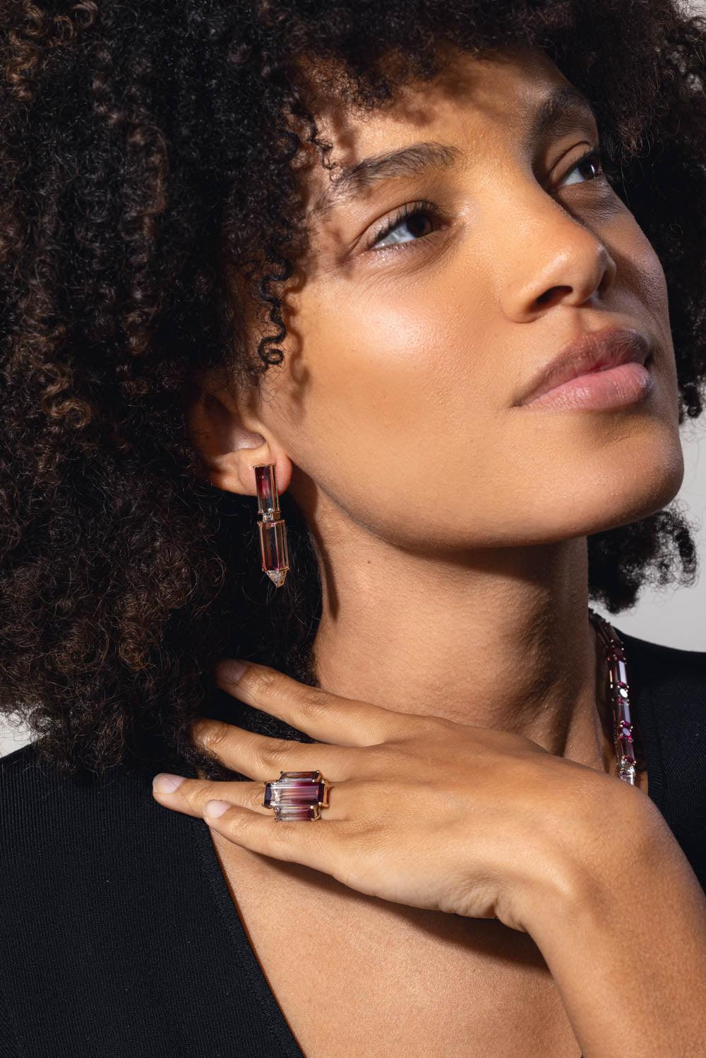 Diamond Rubellite Earrings - Image 3