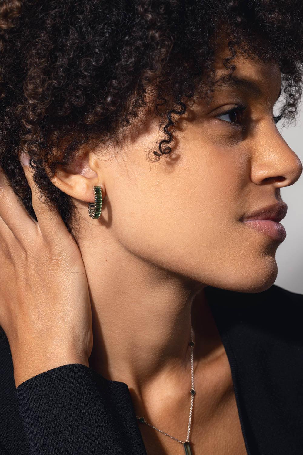 Green Tourmaline Hoop Earrings - Image 3