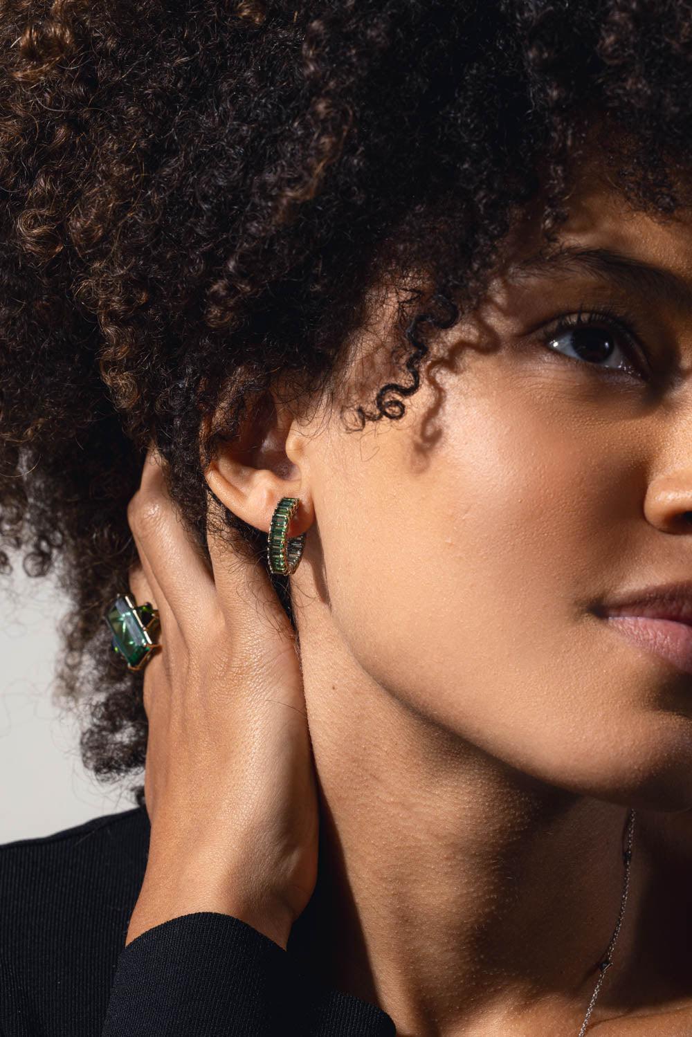 Green Tourmaline Hoop Earrings - Image 4