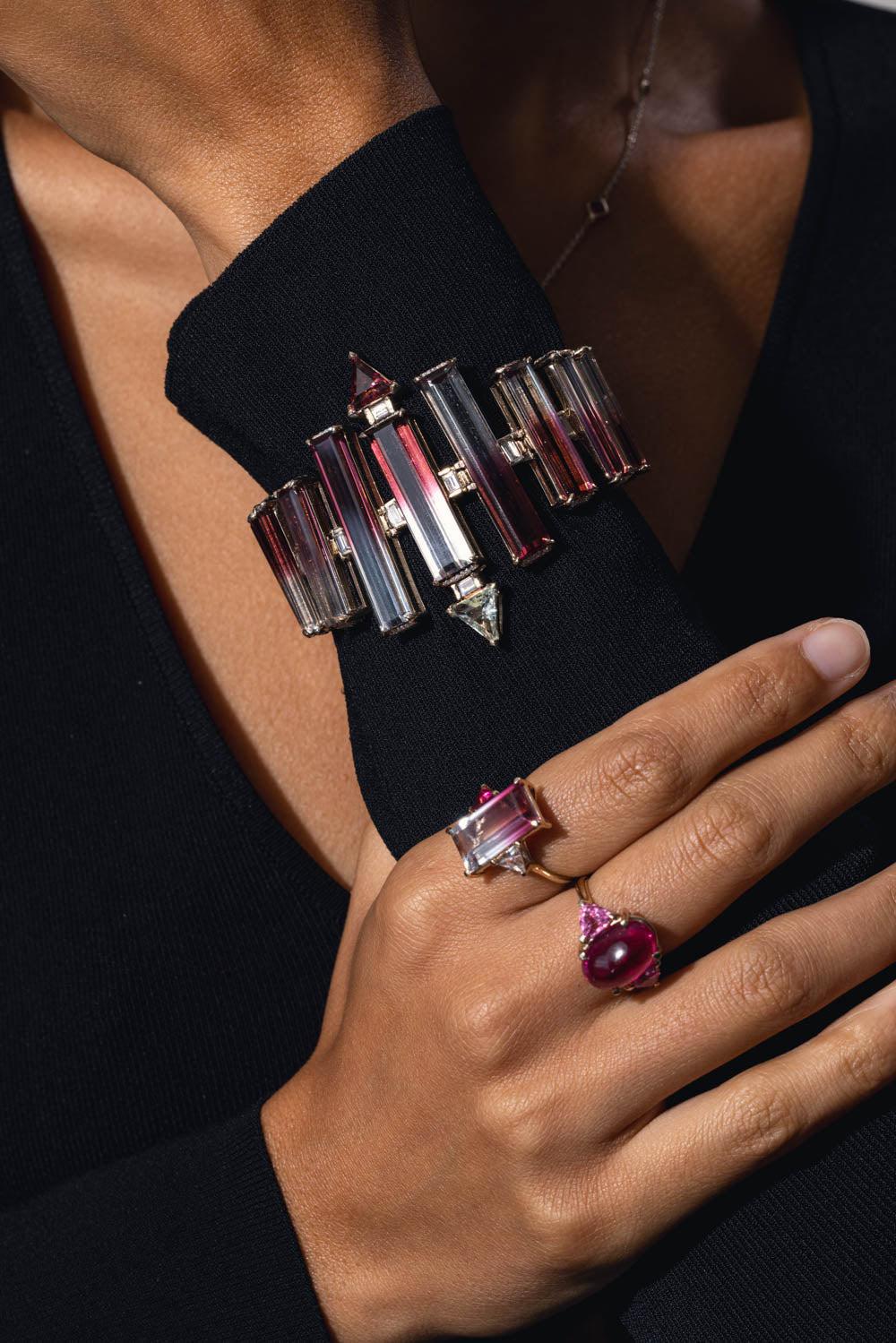 Large Bicolor Rubellite Bracelet - Image 3