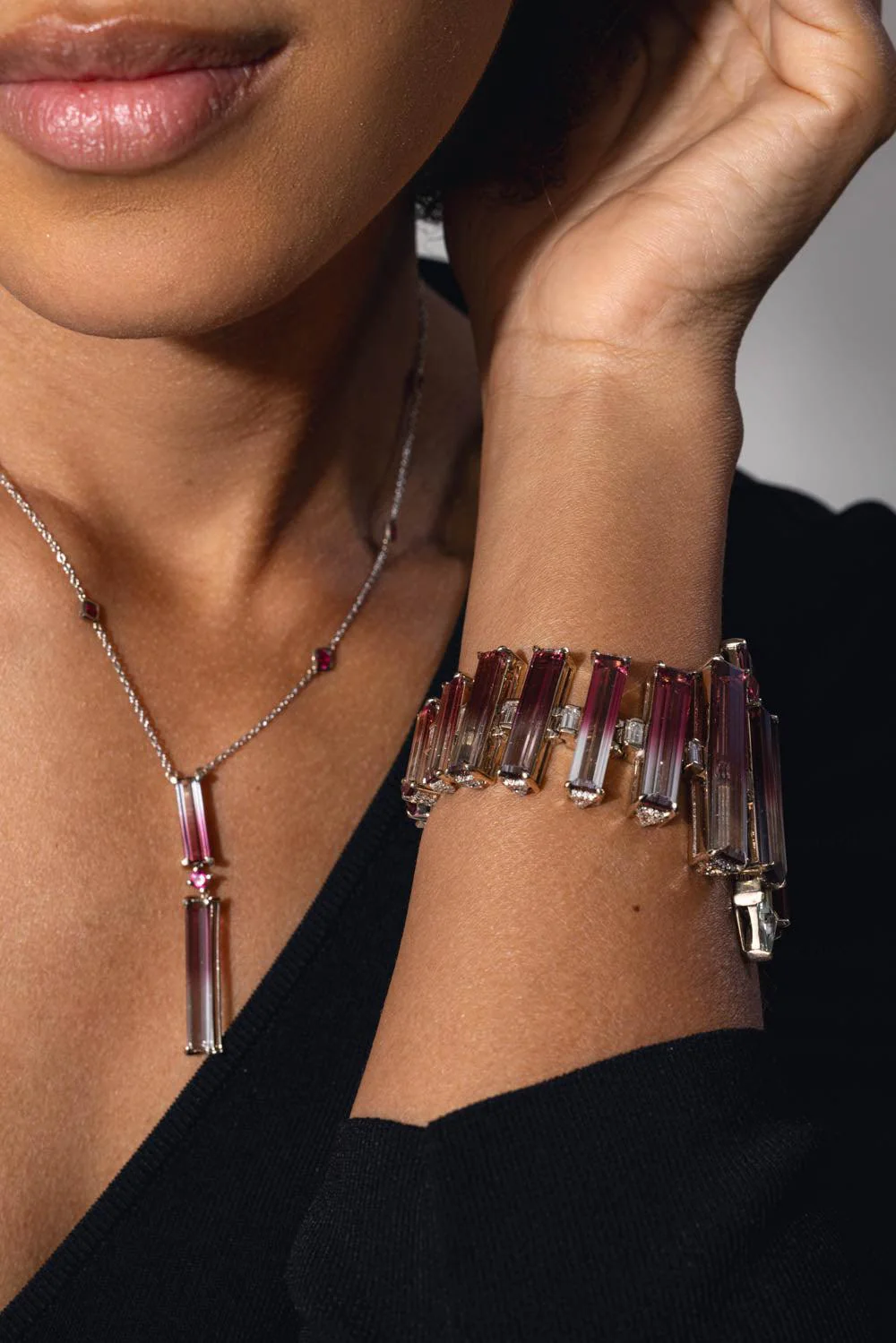 Large Bicolor Rubellite Bracelet - Image 4