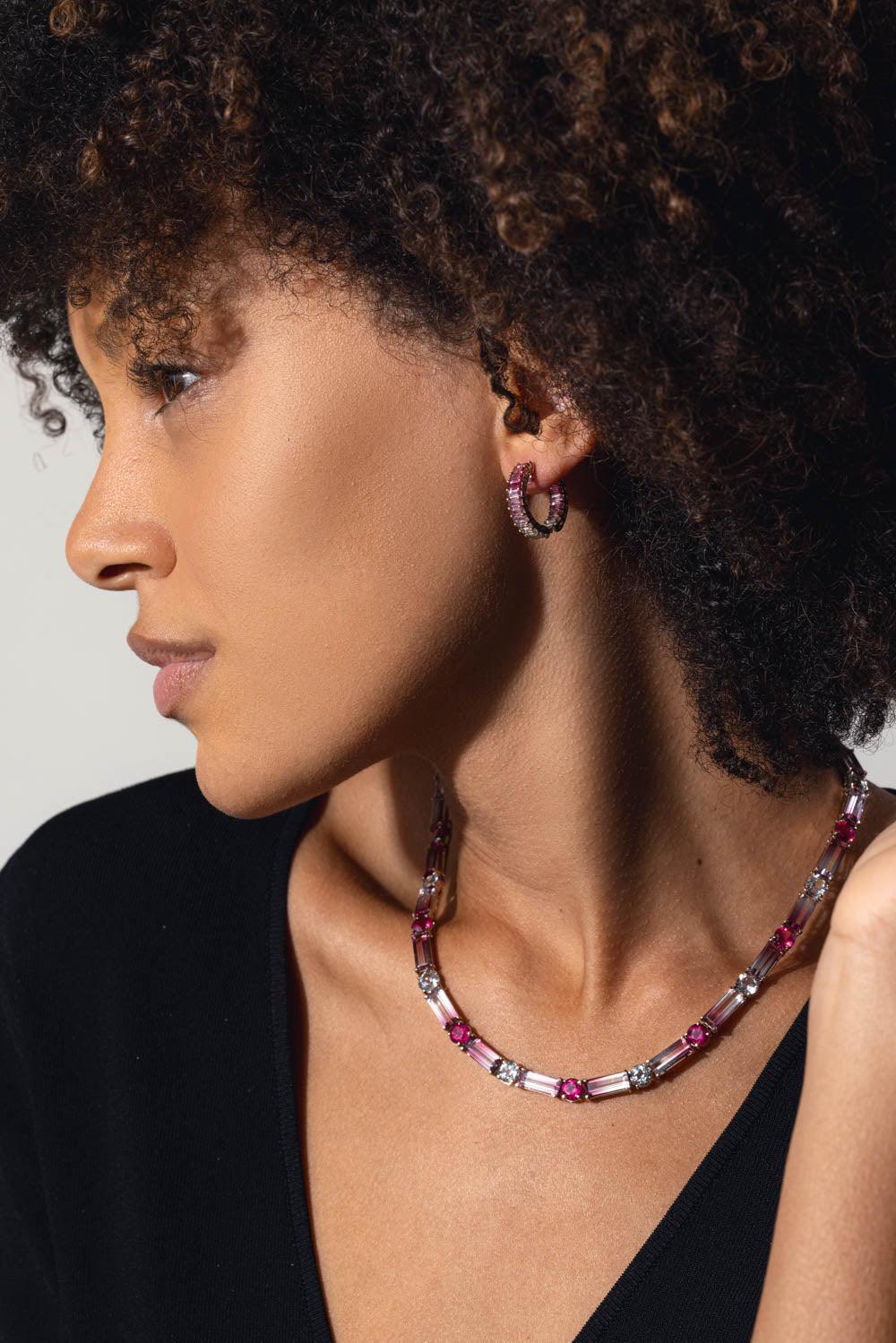 Sugarloaf Rubellite Hoop Earrings - Image 3