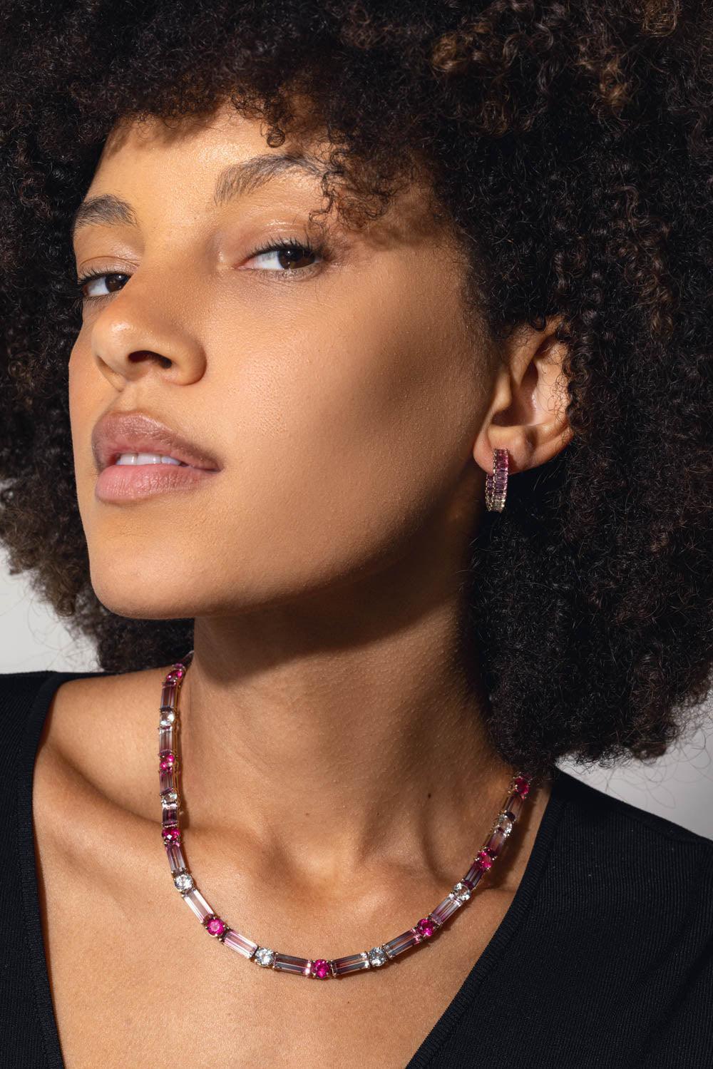 Sugarloaf Rubellite Hoop Earrings - Image 4