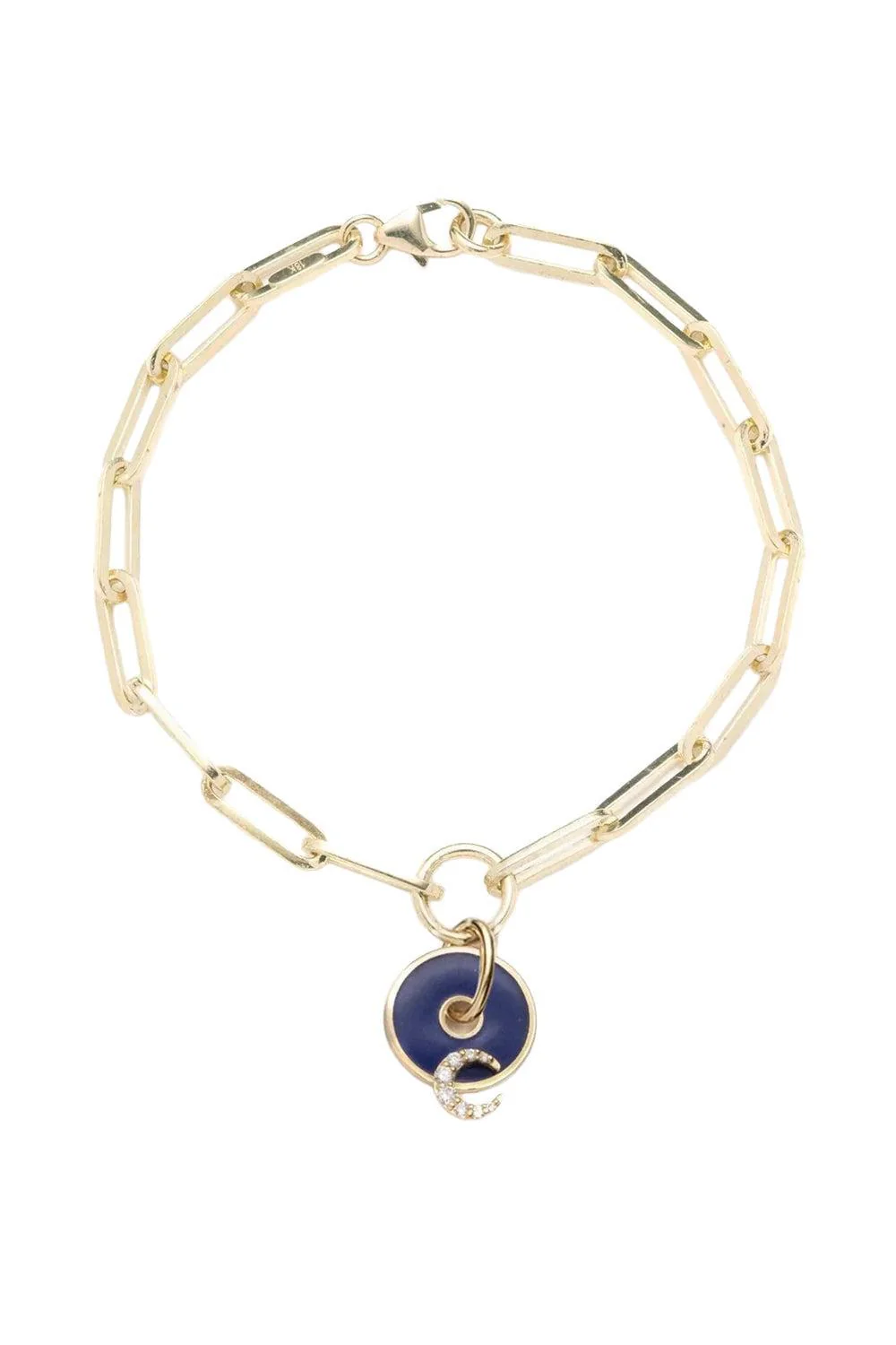 Blue Crescent- Karma Disk Classic Fob Clip Chain Bracelet