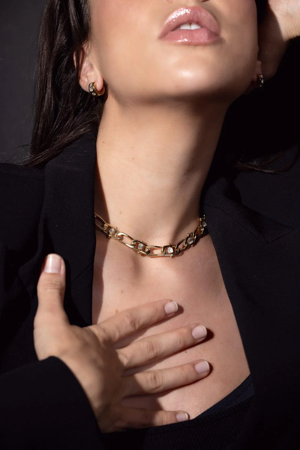 Diamond Pierced Curb Chain Necklace - Image 2