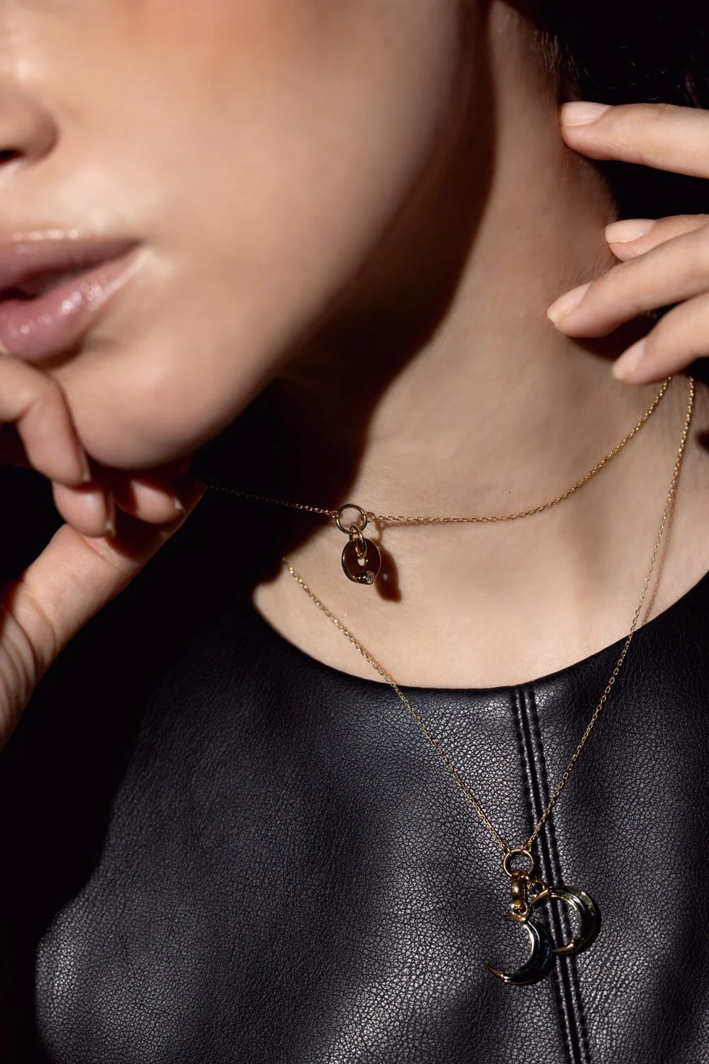 Diamond Symbol Disk Drop Necklace - Image 2