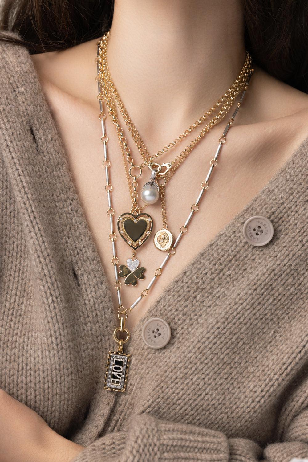 Four Heart Clover - Small Mixed Belcher Necklace - Image 4