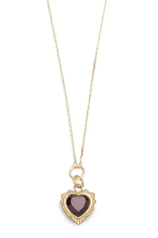 Garnet Love Heart Necklace