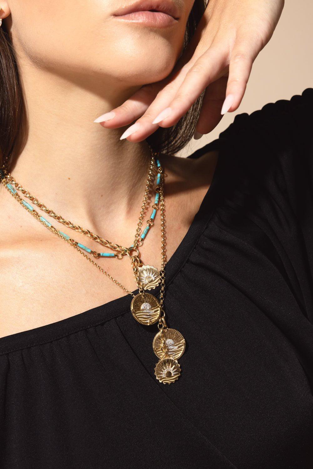 New Beginnings - Internal Compass Heavy Mixed Belcher Extension Chain Necklace - Image 3