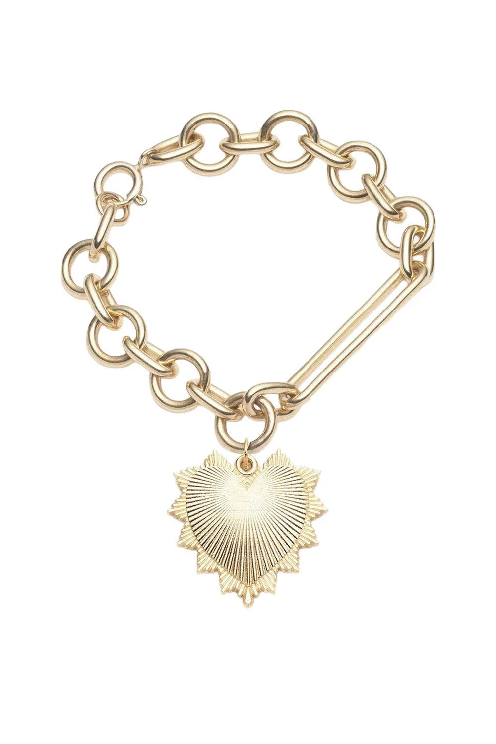 Oversized Heart Token Clip Bracelet