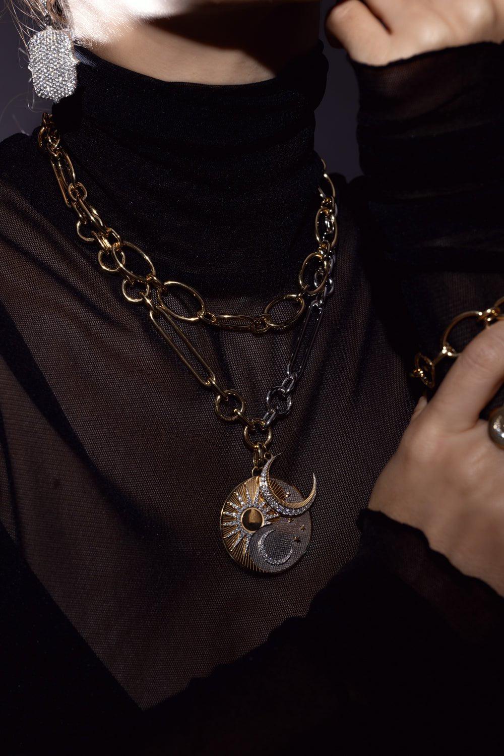 Oversized Mixed Clip Chain Necklace - Image 2