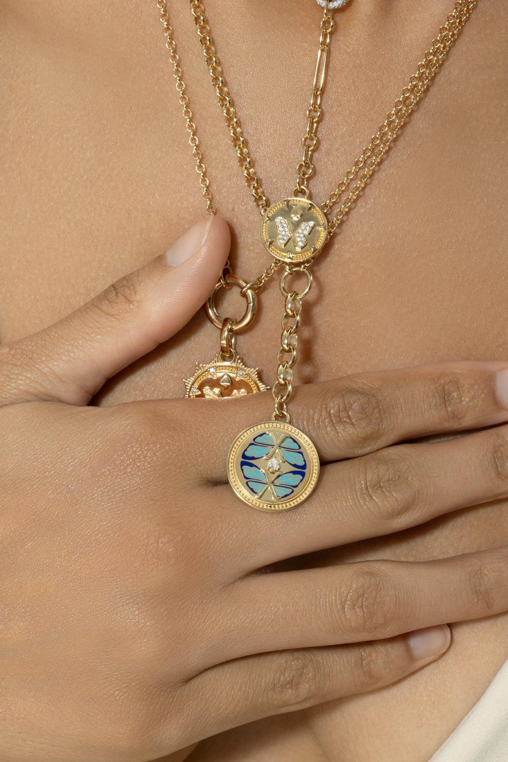 Reverie - Ceramic Butterfly Medium Mixed Belcher Extension Necklace - Image 3